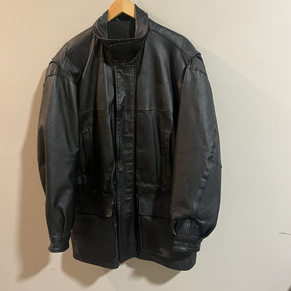 Vintage John Ashford Quilted Zipper Accent Full-Zip Lined Black Bomber Jacket.